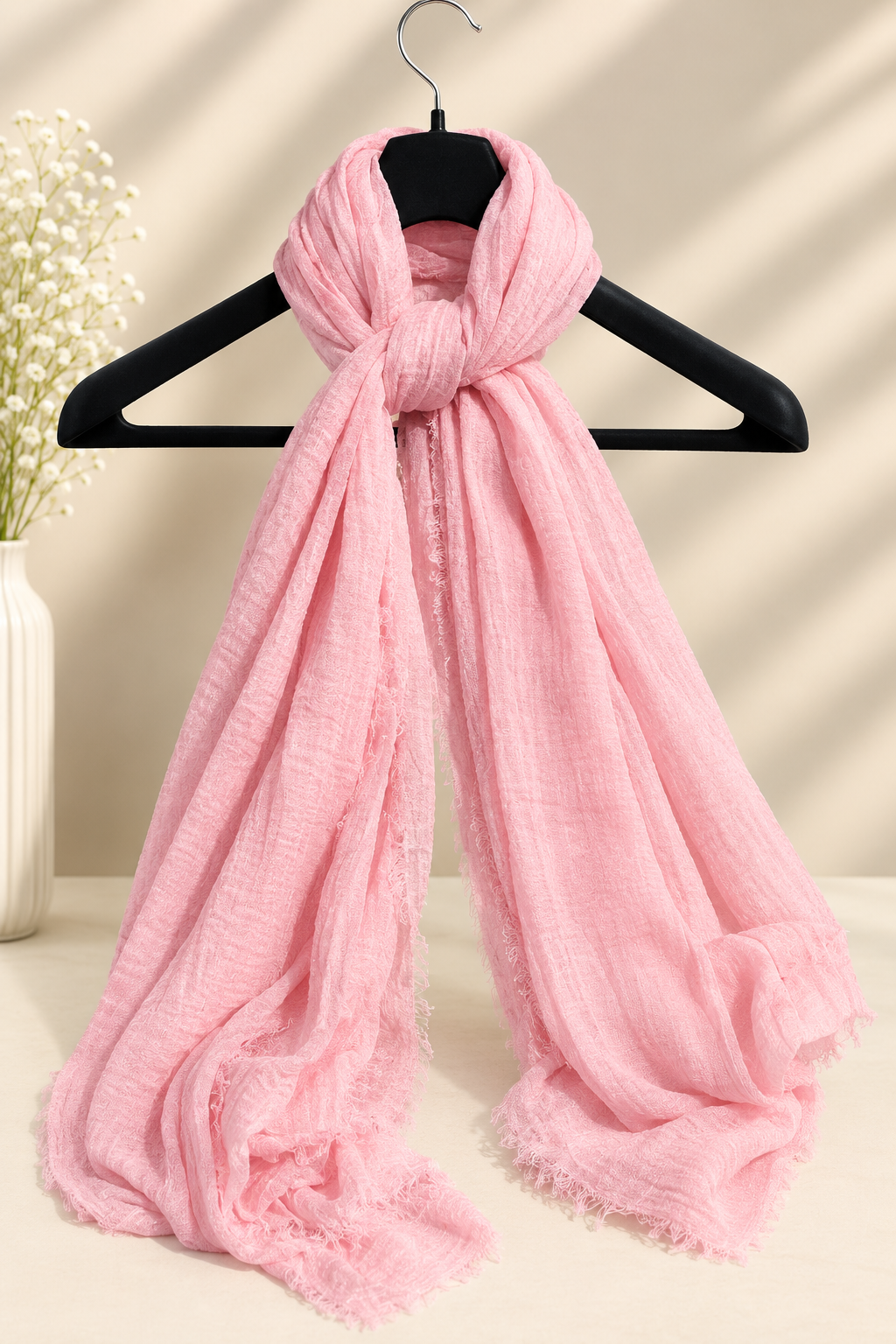 Baby pink Crinkle Cotton Hijab